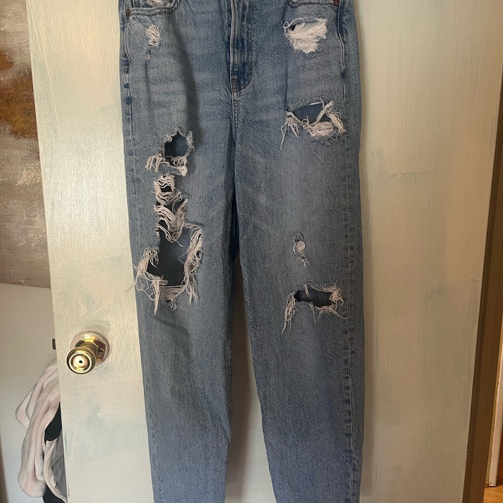 American Eagle Outfitters Ripped Blue Mom Jeans